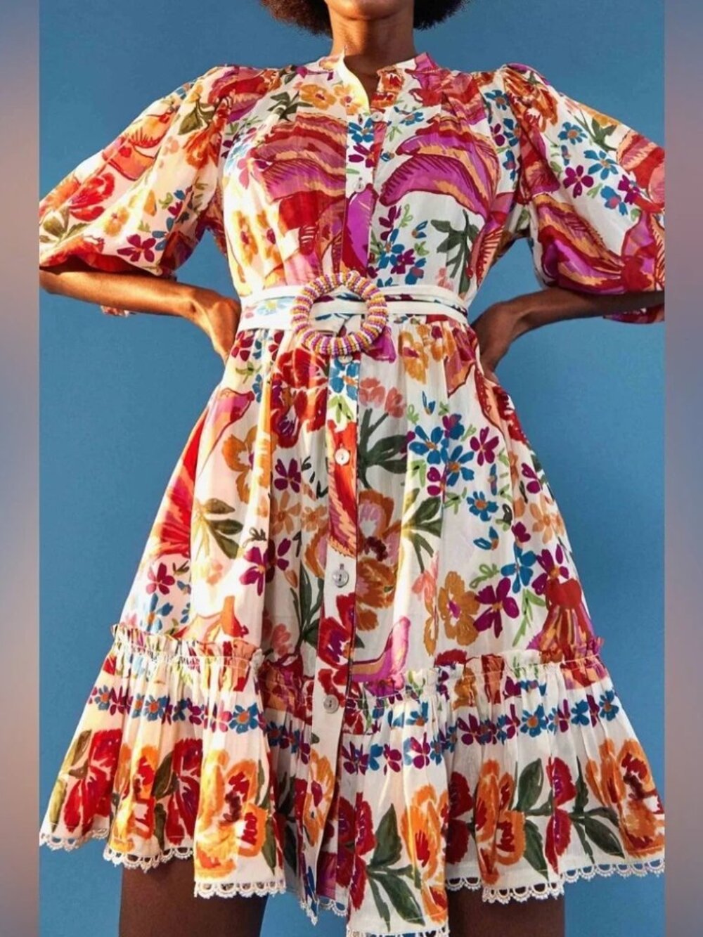 NWOT Farm Rio Spring Bananas Belted Mini Dress Size S